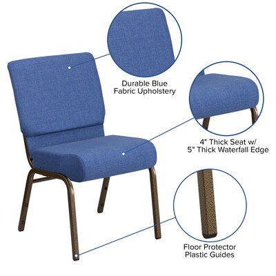 Flash Furniture HERCULES Series Fabric Church Stacking Chair, Blue/Gold Vein Frame (FDCH02214GVBLUE)