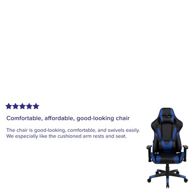 Flash Furniture X20 Ergonomic LeatherSoft Swivel Reclining Gaming Chair, Blue (CH1872301BL)