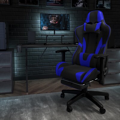 Flash Furniture X20 Ergonomic LeatherSoft Swivel Reclining Gaming Chair, Blue (CH1872301BL)