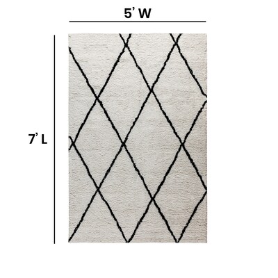 Flash Furniture Dana Collection Polyester 84" x 61.5" Rectangular Handmade Rug, Blue (RCRG1901657)