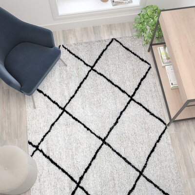Flash Furniture Dana Collection Polyester 84" x 61.5" Rectangular Handmade Rug, Blue (RCRG1901657)