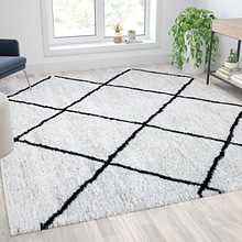 Flash Furniture Roxy Collection Polyester 118 x 96 Rectangular Handmade Rug, Ivory/Black (RCKJ1810