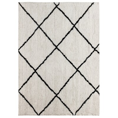 Flash Furniture Roxy Collection Polyester 89 x 62 Rectangular Handmade Rug, Ivory/Black (RCKJ18107