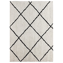 Flash Furniture Roxy Collection Polyester 118 x 96 Rectangular Handmade Rug, Ivory/Black (RCKJ1810