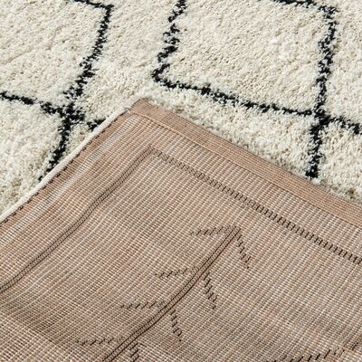 Flash Furniture Roxy Collection Polyester 122" x 96" Rectangular Machine Made Rug, Ivory/Black (RCMS20201201810)