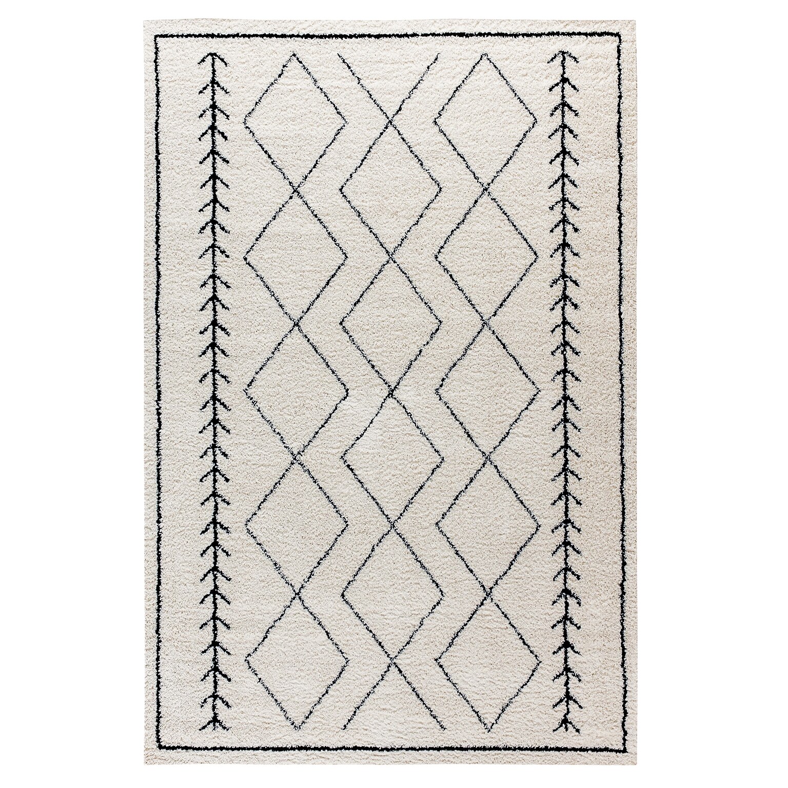 Flash Furniture Roxy Collection Polyester 122 x 96 Rectangular Machine Made Rug, Ivory/Black (RCMS20201201810)