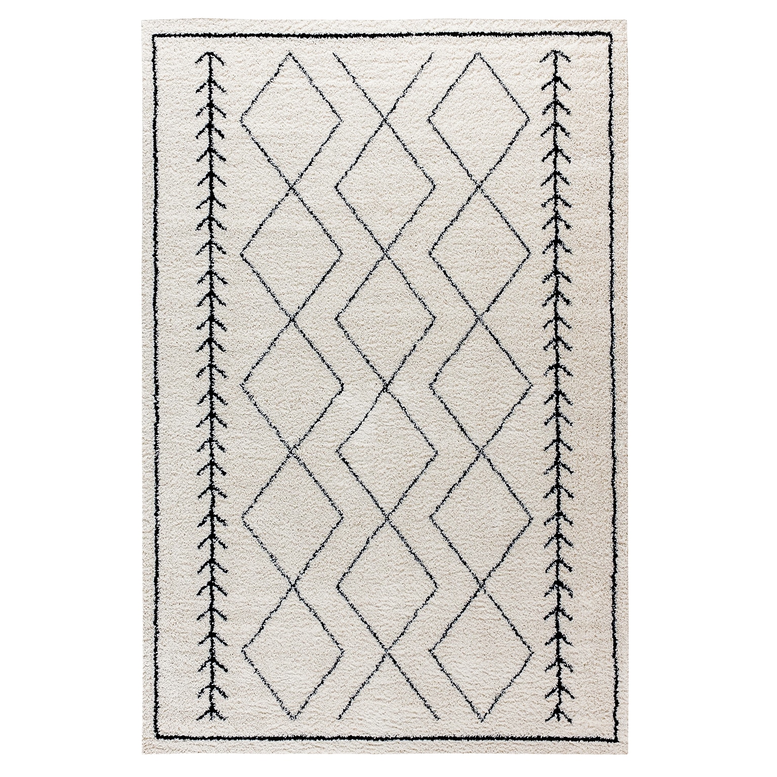 Flash Furniture Roxy Collection Polyester 86 x 60 Rectangular Machine Made Rug, Ivory/Black (RCMS2020120157)