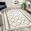 Flash Furniture Roxy Collection Polyester 86 x 60 Rectangular Machine Made Rug, Ivory/Black (RCMS2