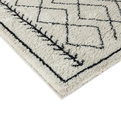 Flash Furniture Roxy Collection Polyester 122" x 96" Rectangular Machine Made Rug, Ivory/Black (RCMS20201201810)