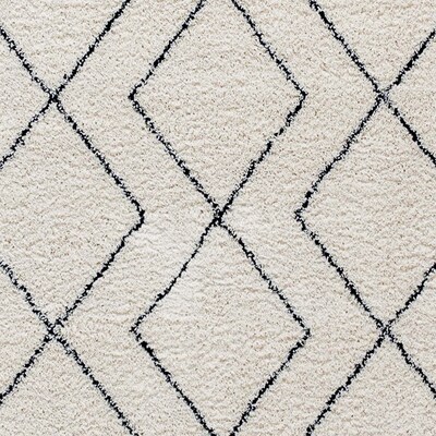 Flash Furniture Roxy Collection Polyester 122" x 96" Rectangular Machine Made Rug, Ivory/Black (RCMS20201201810)