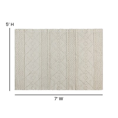 Flash Furniture Roxy Collection Polyester 84" x 61" Rectangular Machine Made Rug, Charcoal/Ivory (RCKJ181157GRIV)