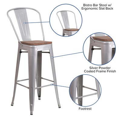 Flash Furniture Carly Contemporary Metal Vertical Back Counter Height Stool, Crystal Teal-Blue (ET353424CBW)