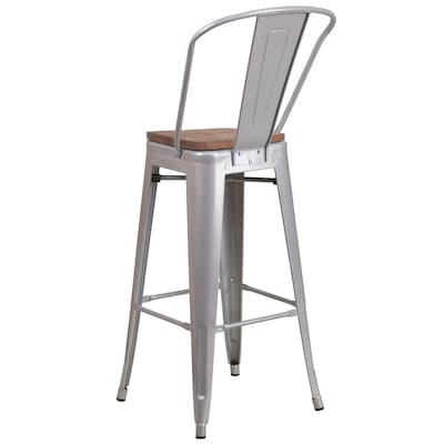Flash Furniture Carly Contemporary Metal Vertical Back Counter Height Stool, Crystal Teal-Blue (ET353424CBW)