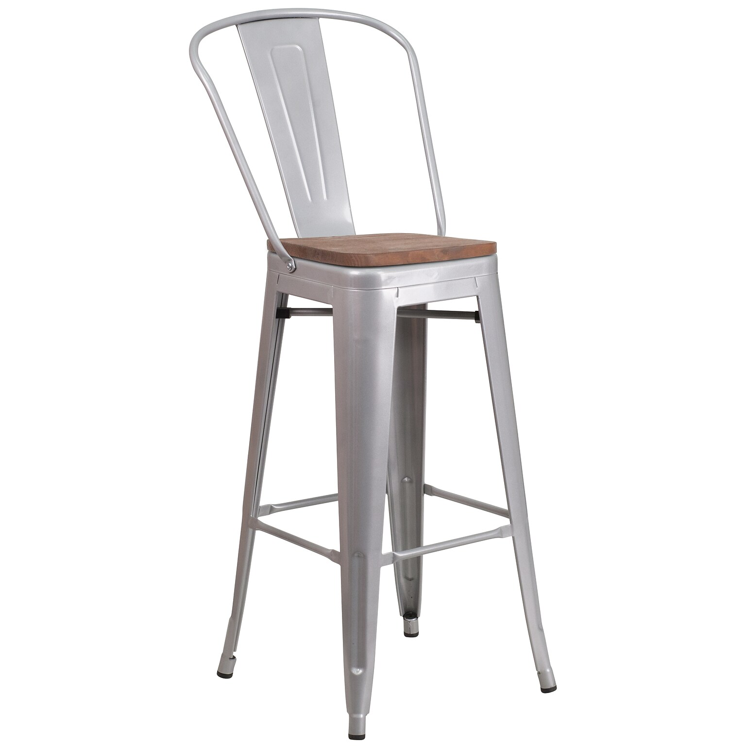Flash Furniture Carly Contemporary Metal Vertical Back Counter Height Stool, Crystal Teal-Blue (ET353424CBW)