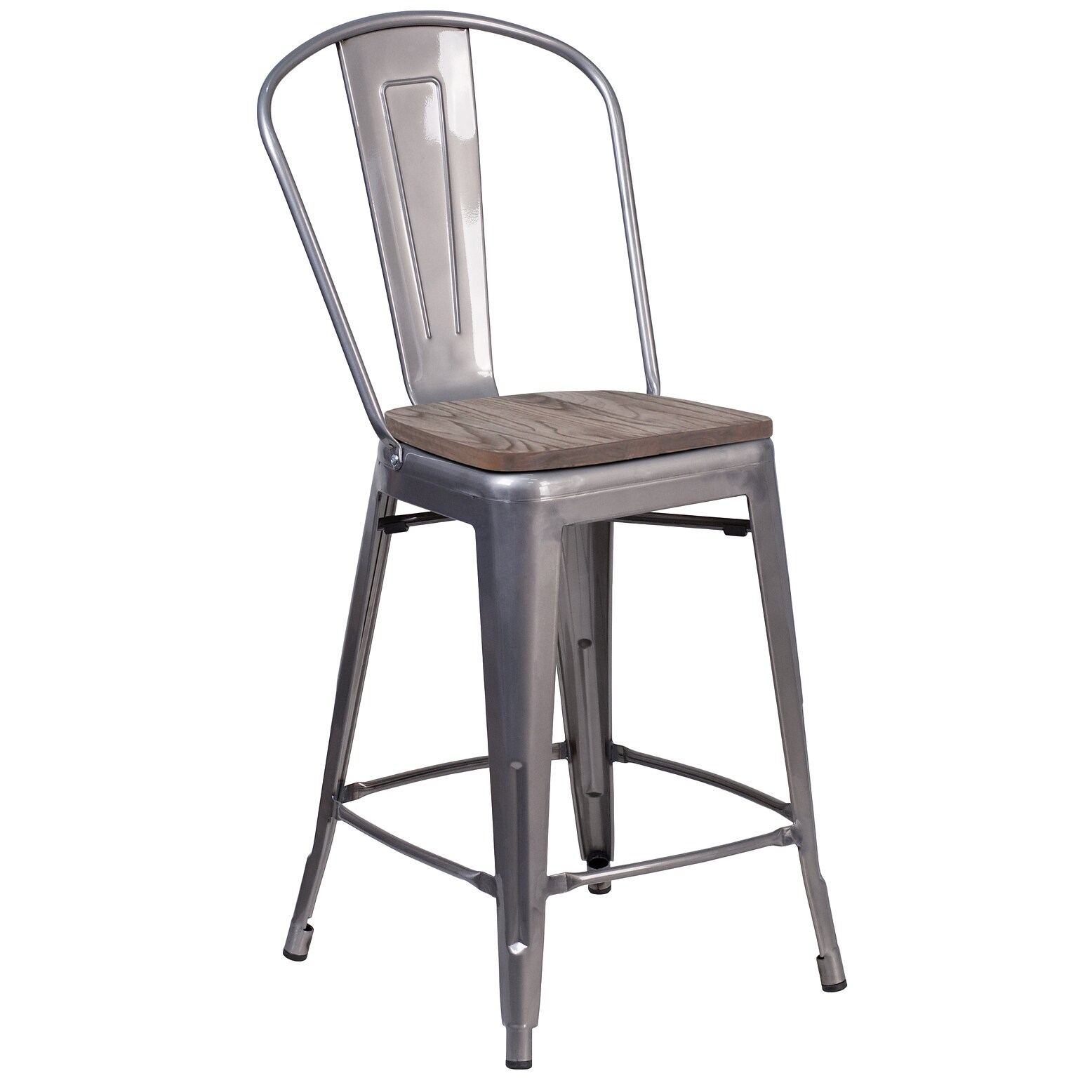 Flash Furniture Cindy Contemporary Metal Vertical Back Barstool, Crystal Teal-Blue (ET353430CBW)