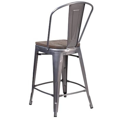 Flash Furniture Cindy Contemporary Metal Vertical Back Barstool, Crystal Teal-Blue (ET353430CBW)