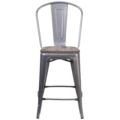 Flash Furniture Cindy Contemporary Metal Vertical Back Barstool, Crystal Teal-Blue (ET353430CBW)