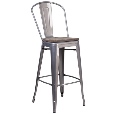 Flash Furniture Lily Contemporary Metal Vertical Back Barstool, White (CH3132030GBWHW)