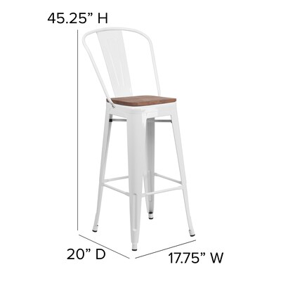 Flash Furniture Carly Contemporary Metal Vertical Back Counter Height Stool, Copper (ET353424POCW)