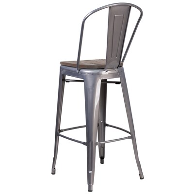 Flash Furniture Lily Contemporary Metal Vertical Back Barstool, White (CH3132030GBWHW)