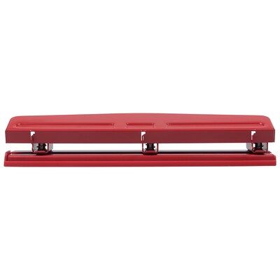 JAM PAPER Metal 3 Hole Punch, 10 Sheet Capacity, Red (345RE)