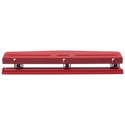 JAM PAPER Metal 3 Hole Punch, 10 Sheet Capacity, Red (345RE)