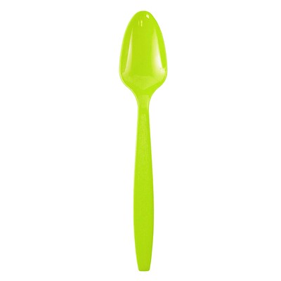 JAM PAPER Big Party Pack of Premium Plastic Spoons, Lime Green, 100 Disposable Spoons/Box