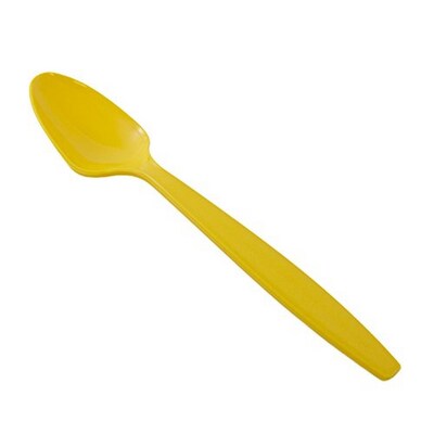 JAM PAPER Big Party Pack of Premium Plastic Spoons, Yellow, 100 Disposable Spoons/Box