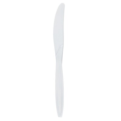 JAM PAPER Big Party Pack of Premium Plastic Knives, White, 100 Disposable Knives/Box