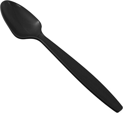 JAM PAPER Big Party Pack of Premium Plastic Spoons, Black, 100 Disposable Spoons/Box