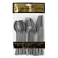 JAM PAPER Premium Extra Heavy Weight Cutlery , Assorted Utensils Set, Silver, 24 Disposable Utensils/Box