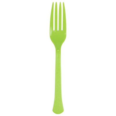 JAM PAPER Premium Utensils Party Pack, Plastic Forks, Lime Green, 48 Disposable Forks/Pack