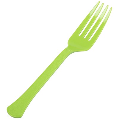 JAM PAPER Premium Utensils Party Pack, Plastic Forks, Lime Green, 48 Disposable Forks/Pack