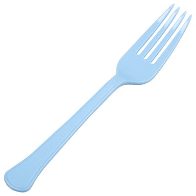 JAM PAPER Premium Utensils Party Pack, Plastic Forks, Light Blue, 48 Disposable Forks/Pack
