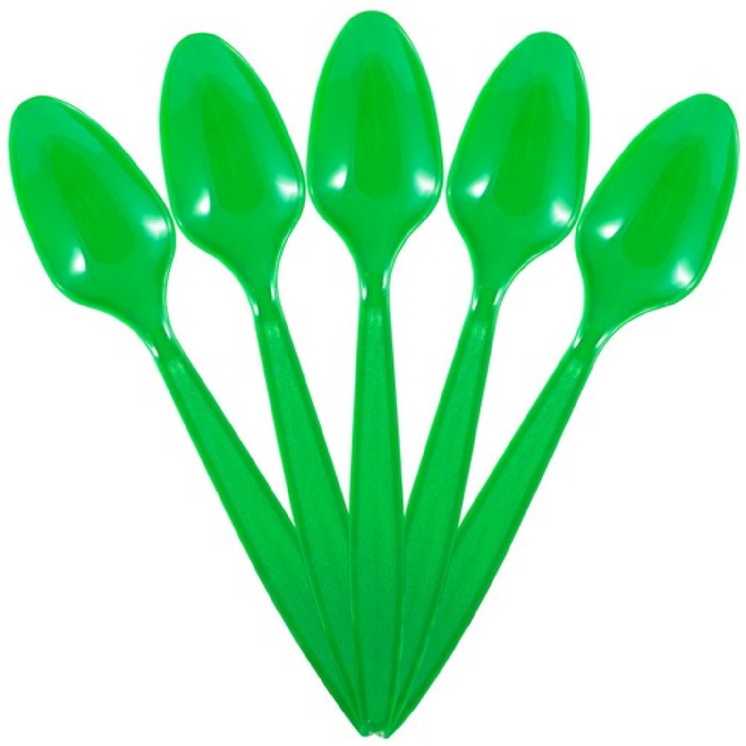 JAM PAPER Big Party Pack of Premium Plastic Spoons, Green, 100 Disposable Spoons/Box