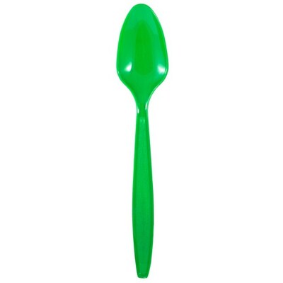 JAM PAPER Big Party Pack of Premium Plastic Spoons, Green, 100 Disposable Spoons/Box