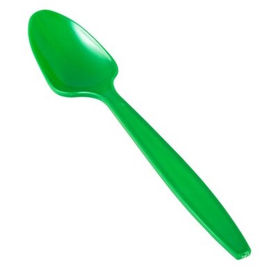 JAM PAPER Big Party Pack of Premium Plastic Spoons, Green, 100 Disposable Spoons/Box