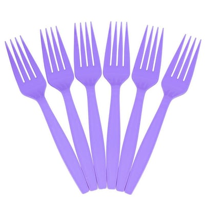 JAM PAPER Premium Utensils Party Pack, Plastic Forks, Bright Purple, 48 Disposable Forks/Pack