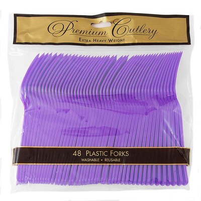 JAM PAPER Premium Utensils Party Pack, Plastic Forks, Bright Purple, 48 Disposable Forks/Pack