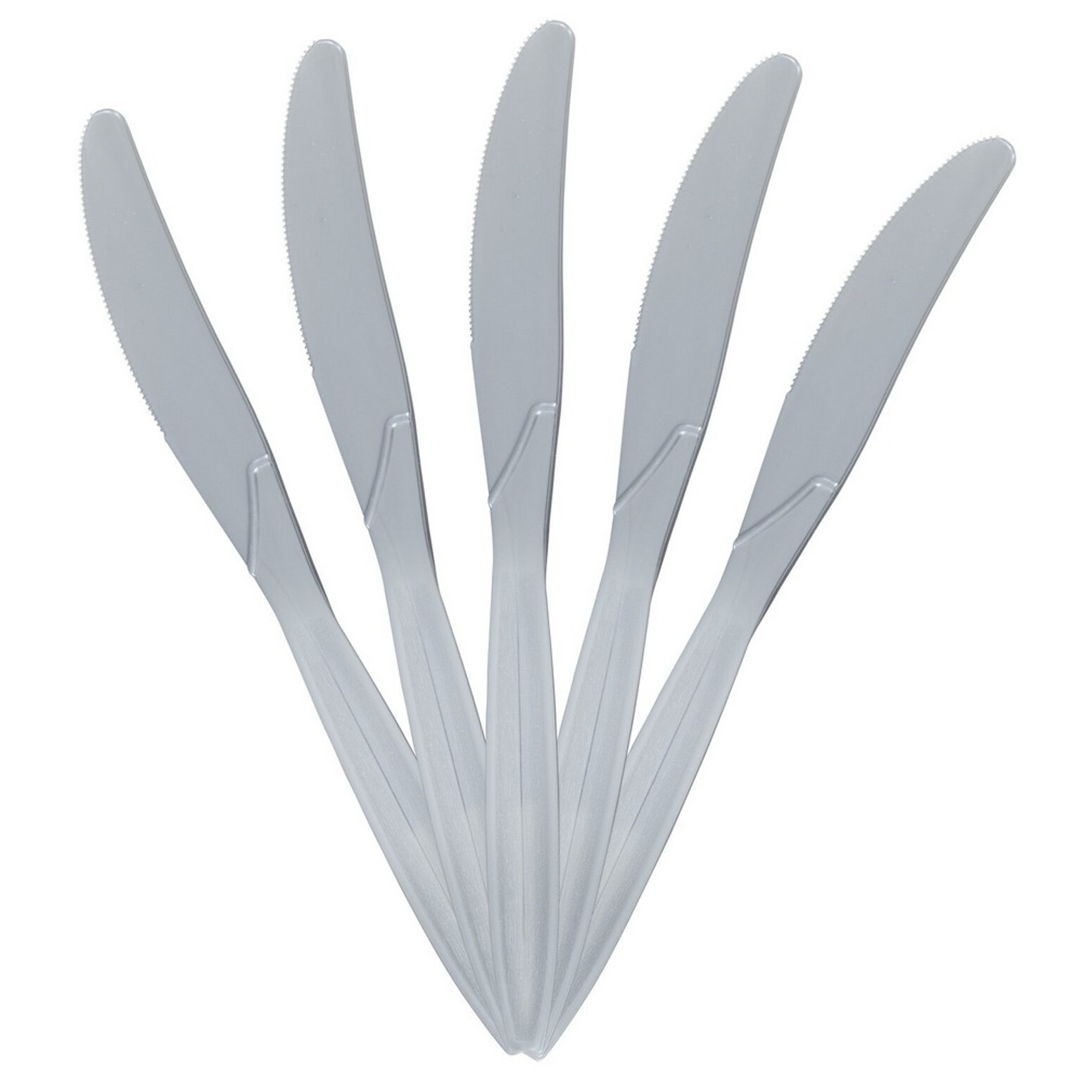 JAM PAPER Big Party Pack of Premium Plastic Knives, Silver, 100 Disposable Knives/Box