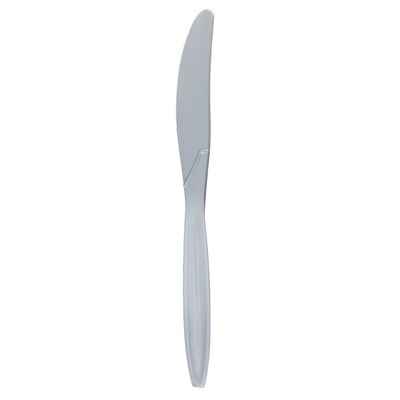 JAM PAPER Big Party Pack of Premium Plastic Knives, Silver, 100 Disposable Knives/Box