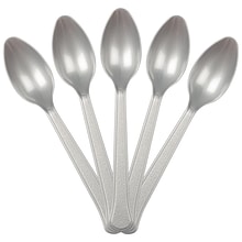JAM PAPER Premium Utensils Party Pack, Plastic Spoons, Silver, 48 Disposable Spoons/Pack