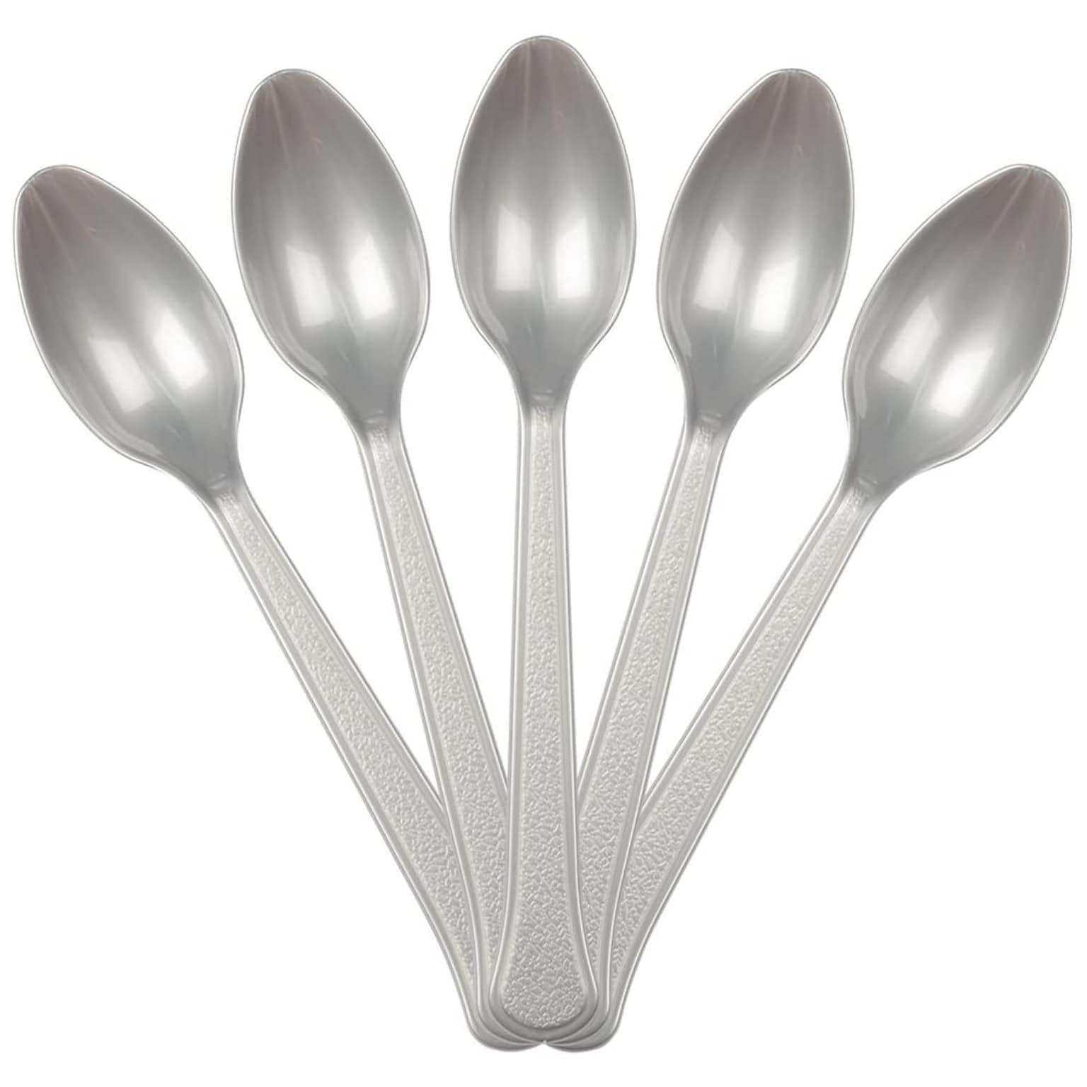JAM PAPER Premium Utensils Party Pack, Plastic Spoons, Silver, 48 Disposable Spoons/Pack