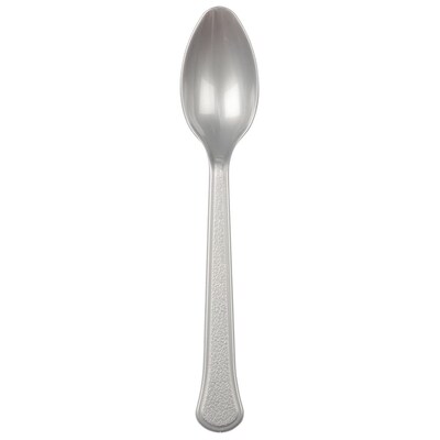 JAM PAPER Premium Utensils Party Pack, Plastic Spoons, Silver, 48 Disposable Spoons/Pack