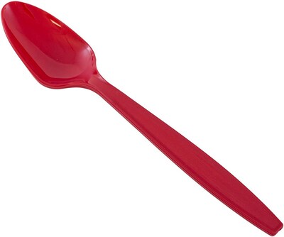 JAM PAPER Big Party Pack of Premium Plastic Spoons - Red - 100 Disposable Spoons/Box