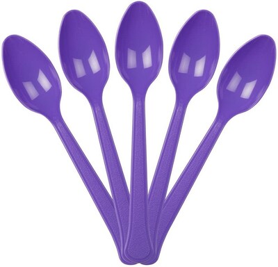 JAM PAPER Premium Utensils Party Pack, Plastic Spoons, Bright Purple, 48 Disposable Spoons/Pack