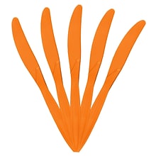JAM PAPER Big Party Pack of Premium Plastic Knives, Orange, 100 Disposable Knives/Box