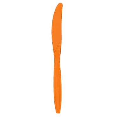 JAM PAPER Big Party Pack of Premium Plastic Knives, Orange, 100 Disposable Knives/Box