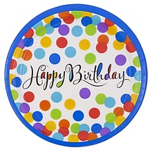 JAM PAPER Birthday Party Paper Plates, Large, 10 1/2, Confetti Bash Design, 18 Plates/Pack
