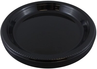 JAM Paper 10 1/4 Plastic Plates, Black, 20 Plates/Pack (10255LPBL)